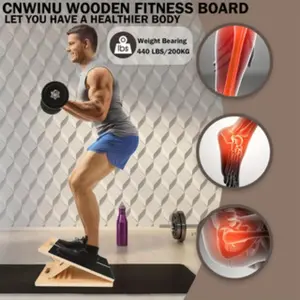 Designed for calf stretching, the inclined plate features an adjustable and portable wooden construction that can support up to 300 pounds, making it ideal for exercise, squats, and physical therapy