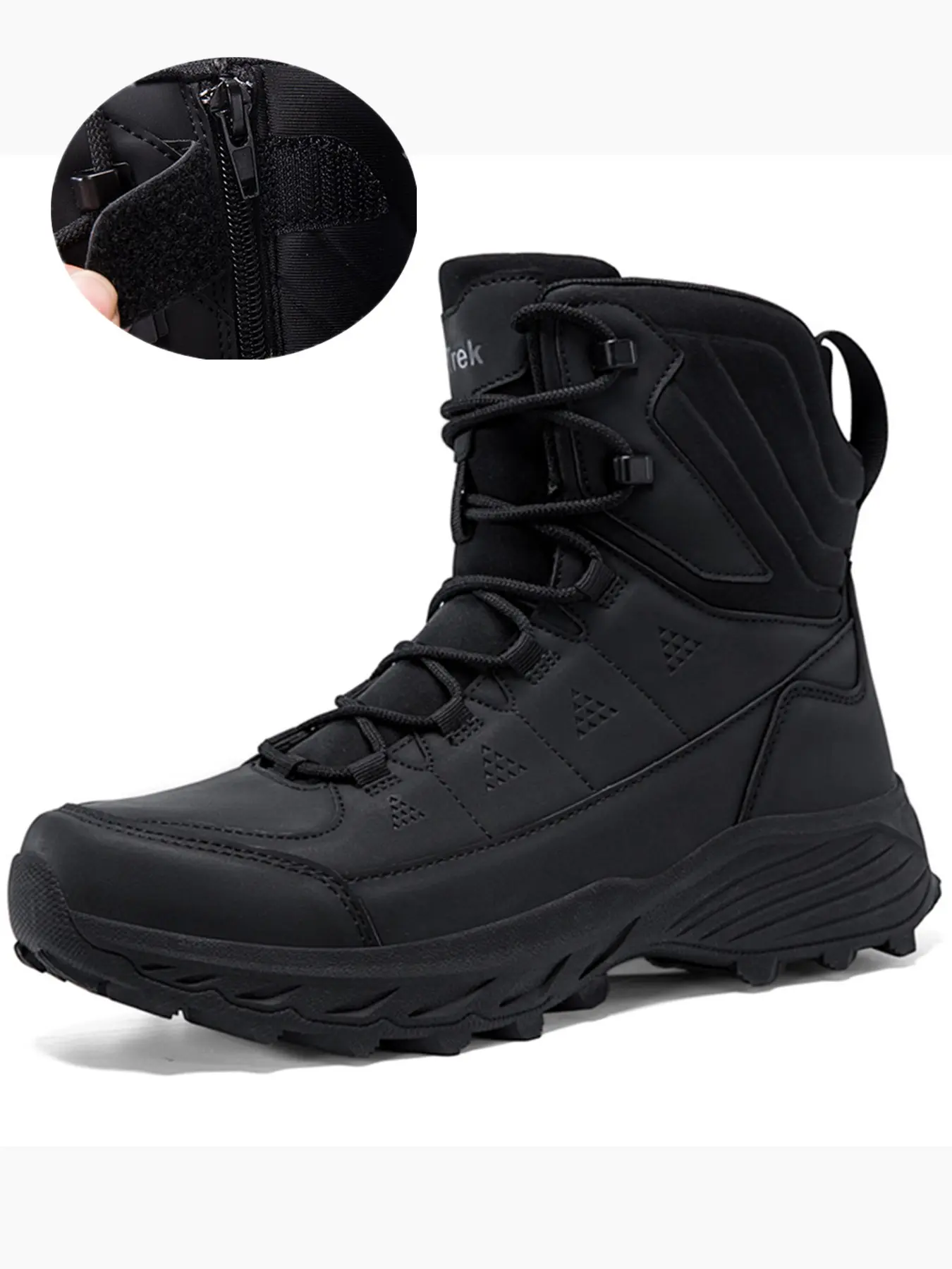 Men's Lightweight Durable High-Top Hiking Tactical Boots, Side Zip Design, All-Season, Anti-Slip, Ideal for Outdoor Adventures
