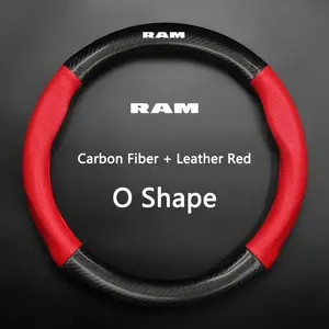 Universal Car Steering Wheel Cover, Carbon Fiber Leather, Three-Dimensional Anti Slip, for Dodge RAM, Automotive Car Accessories