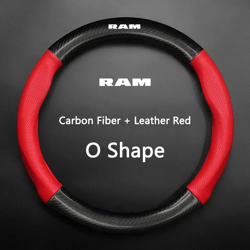 Universal Car Steering Wheel Cover, Carbon Fiber Leather, Three-Dimensional Anti Slip, for Dodge RAM, Automotive Car Accessories