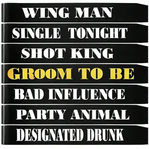 7-Piece Bachelor's Party Sash Set | Groom and Best Man Team Sashes, Bachelor's Party Favors Accessories and Decorative Gifts for Grooms-to-be (Fun Style)