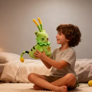 HQRYSH Gnarpy Plush Regretavator Alien Cat - Soft Green-Yellow Expressive Eyes, Fluffy Ears, Starry Belly, Durable Stuffed Toy for Fans, Collectible Gift for Friends, Home Decor & Sleeping Companion