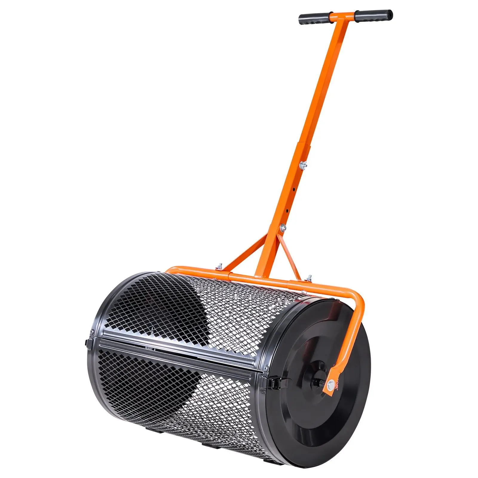 24-In Steel Manual Compost Spreader, Garden Tool with T-Shaped Ergonomic Handle, Adjustable Spreading Rate, Even Distribution, Easy-Clean Design for Peat Moss, Garden Soil