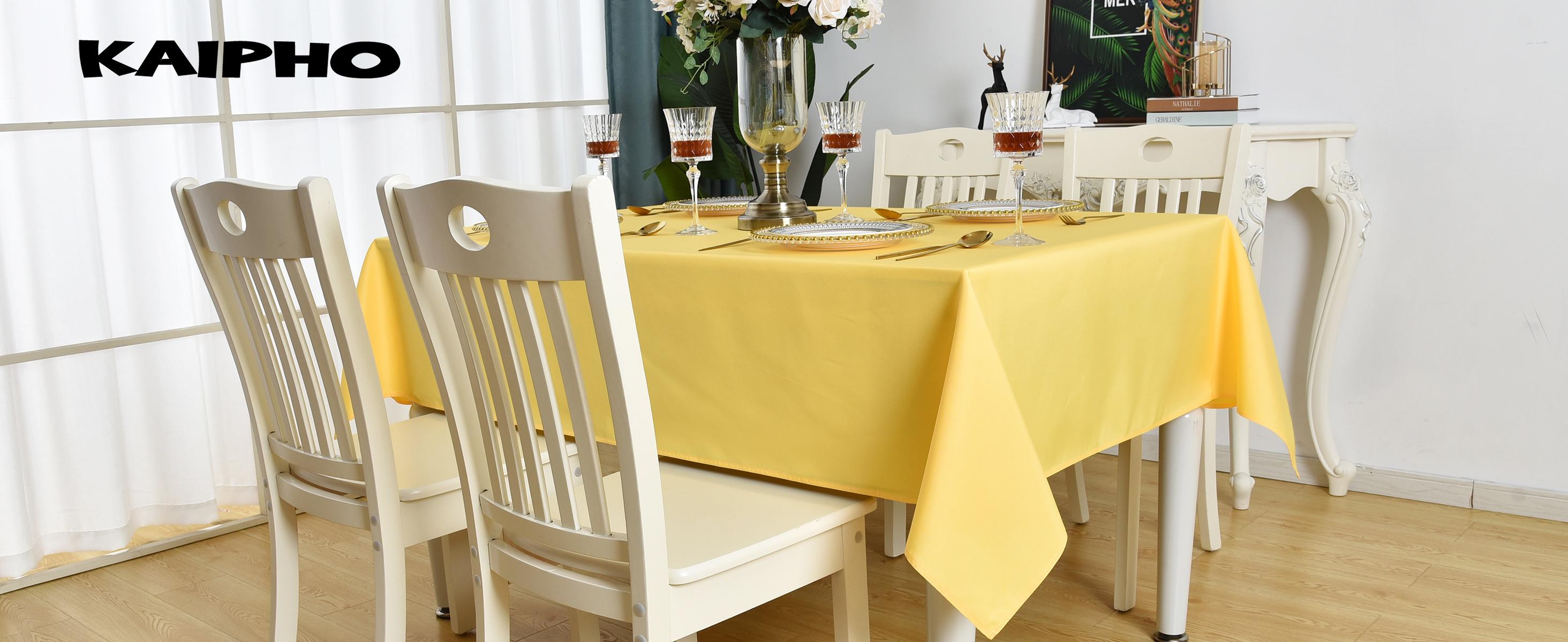 Yellow Rectangle Tablecloth Waterproof Stain Resistant Wrinkle Free Table Cloth 210GSM Polyester Wipeable Table Cover for Party, Banquet, Indoor and Outdoor-Square/Rectangular