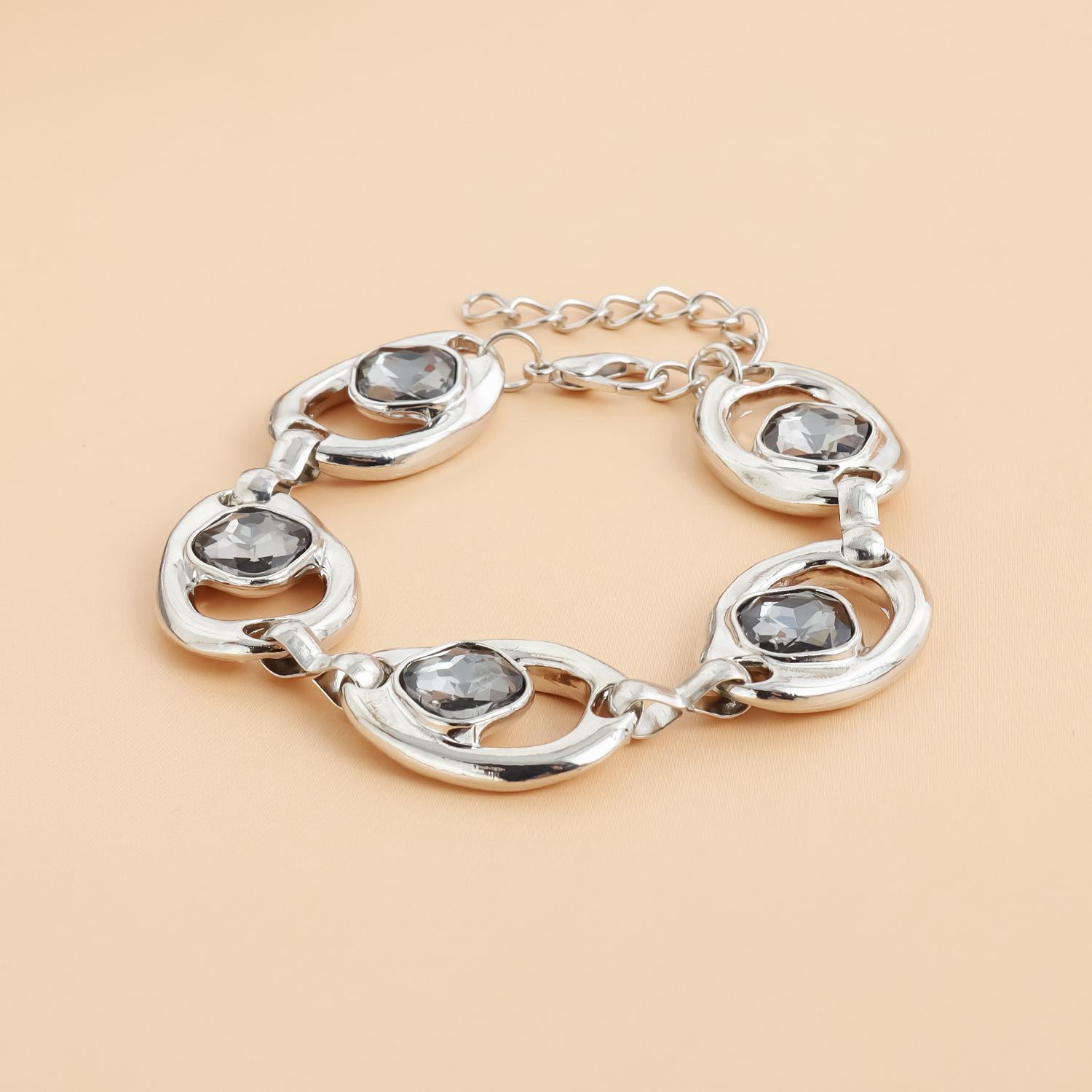 Statement Y Drop Lariat Necklaces for Women Chunky Silver Heavy Metal Chain Black Crystal Rhinestone Pendant Punk Goth Party Dress Everyday Streetwear Trendy Jewelry Gifts