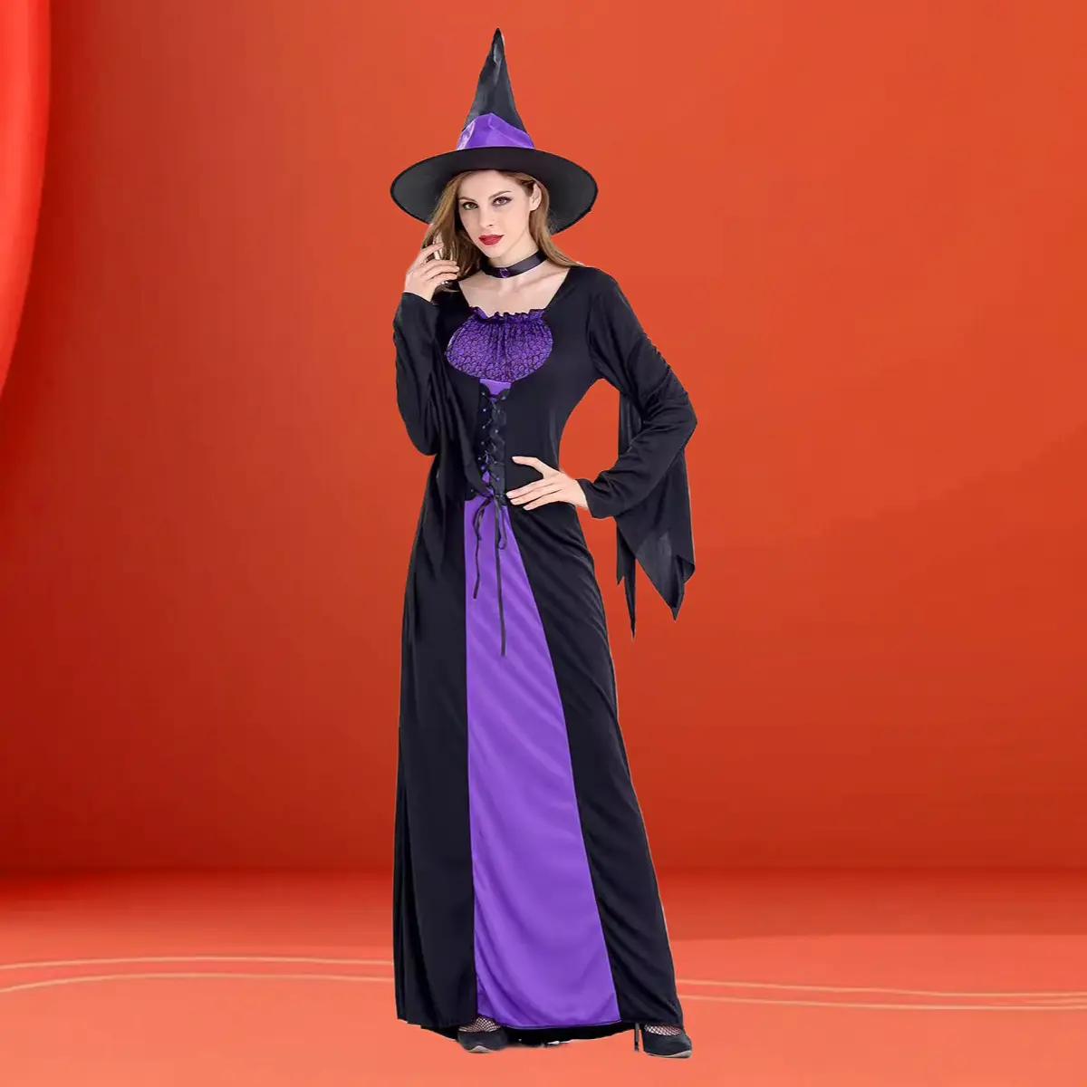 Purple Witch Long Dress Adult Cosplay Outfit For Halloween Role Play And Stage Performance Events
