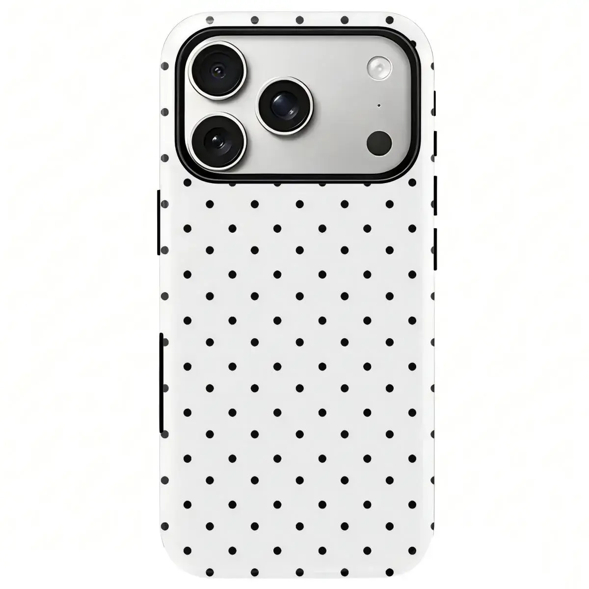 Polka Dot Print Phone Case - Heavy Duty Shockproof 2-in-1 Protective Shell with Heavy Duty Protection, for iPhone 17,16,15,14,13,12,11 Pro Max Series, Minimalist Fashion Holiday Gift Cover
