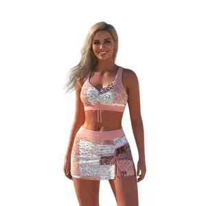 Pink paisley print one-piece swimming suit set Tankini Swimsuits for Women, Two Piece Bathing Suits with Shorts, Modest Tank Top Swim Dress Beach vacation swimsuit coqueta swimwear exercise dresses women's swimsuits