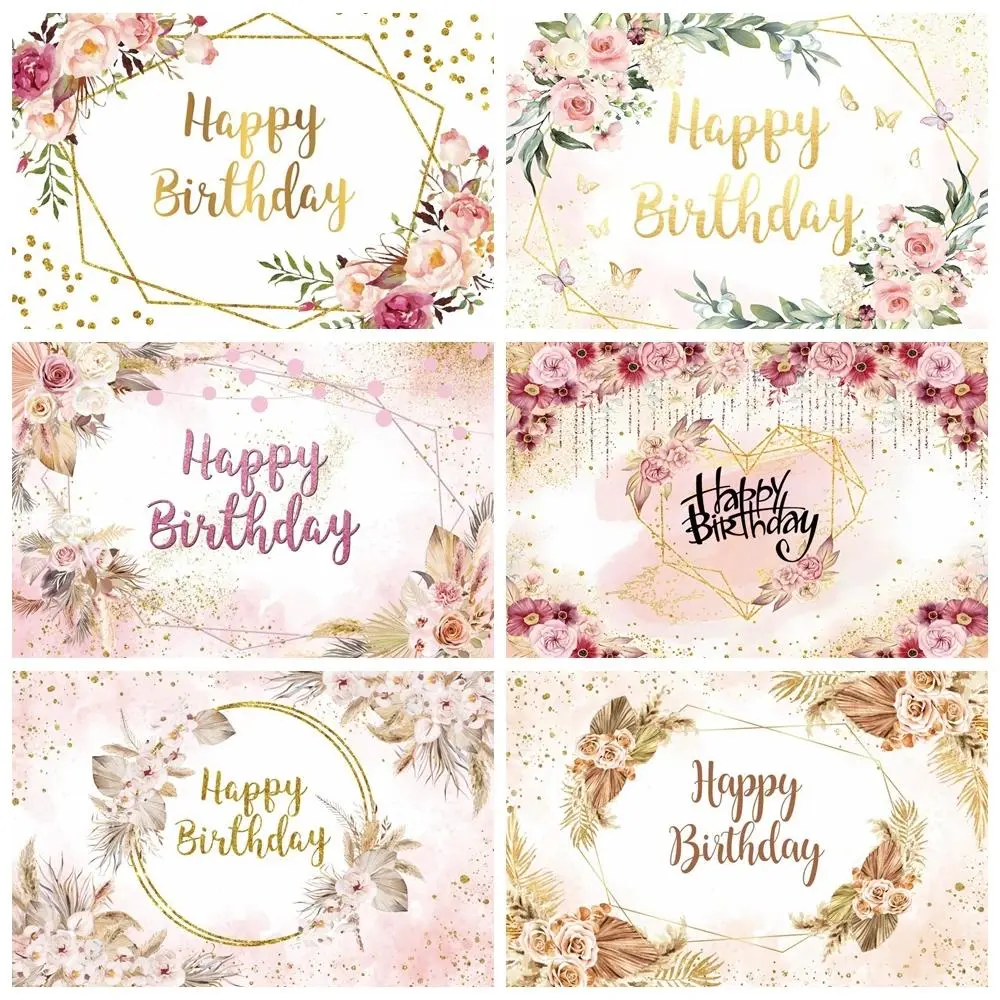 Photography Backdrop with Gold Frame & Flowers - Lightweight Room Decor Props, Custom Banners for Adult Birthday & Anniversary Festive Supplies