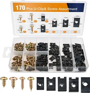 A Man's Tools GOOACC 170Pcs Car U-Clip and Screw Assortment Kit 9 Different Sizes Automotive U Nut and Screw Clip Replacement Parts for Dash Door Panel Interior
