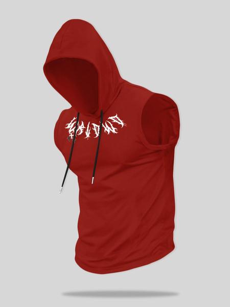 Men's Fashion Sports Hooded Vest, Cartoon Pattern Knit Fitted Summer Style, Moderate Fabric Thickness, Non Sensitive Goods, Brand Name Not Provided, Athletic Workout Clothing