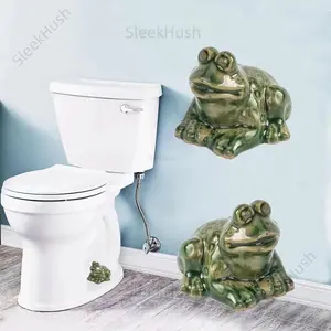 2-Count Ceramic Frog Toilet Bolt Covers, Bathroom Decoration Accessories, Dustproof Decorative Caps (6x4x4.5cm), Easy Installation, Wipe-Clean, Ideal Gift for Indoor Recreation Enthusiasts