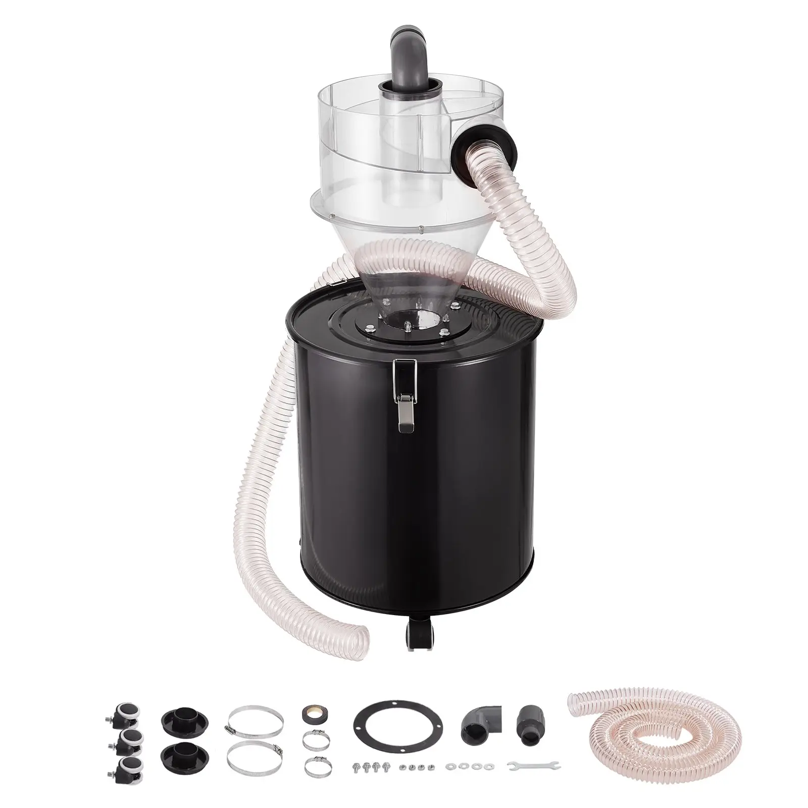 【toolupgrade】VEVOR Cyclone Dust Separator with Metal Tank, 4" Retrofit Cyclone Separator for Dust Collectors, ABS Dust Deputy With 2" Hole O. D. Connector Hose for Wet/Dry Shop Vacuums, Fits 13.21 Gallon Tank