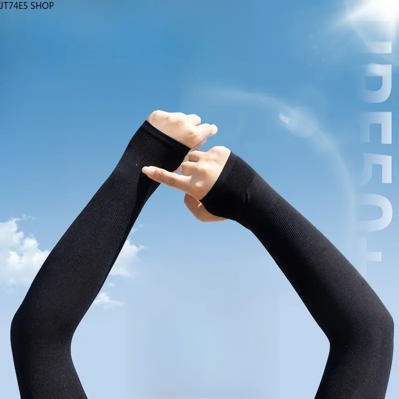 Unisex Ultra-Thin Summer Solid Color Ice Silk Cooling Arm Sleeves - Hand Wash, Elastic Fit, UPF UV Protection Sunscreen Sleeves for Driving, Cycling, Outdoor Sports, Upf Protection
