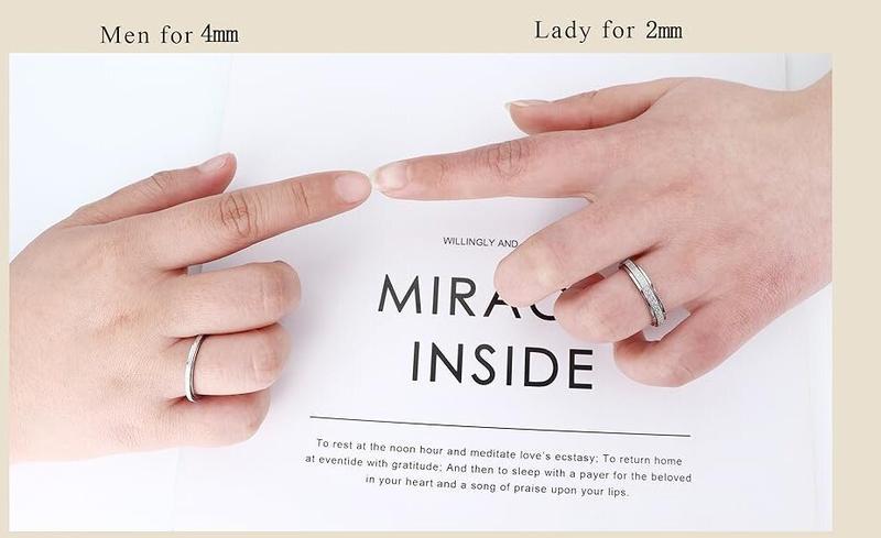 Trendy Fidget Rings for Women Men -2 4mm Titanium Steel Spinner Ring for Anxiety Stress Relief Glitter Sandblast Spinning Figit Anxiety Jewelry for Women Gifts