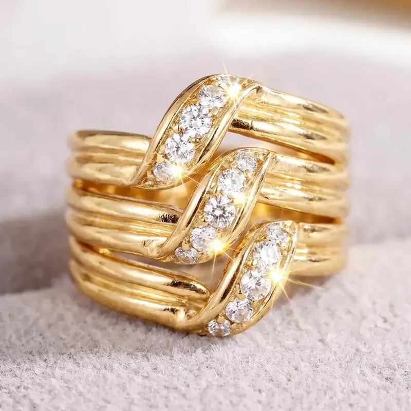 Elegant Rhinestone Decorated Copper Ring, Fashion Accessories For Women, Wedding Engagement Party Jewelry Gift, Fashion Engagement Rings, Elegant Glittering Ring, Beautiful Rings, Engagement Wedding Band
