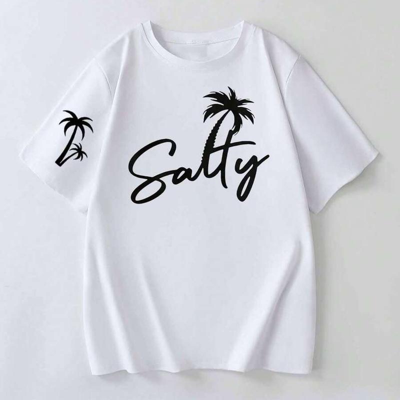 Men's Beach Style Tshirt - Cute Vacation Palm Tree Print, Streetwear, Sporty Chic, Foldable, Casual Summer Top - Available in 3XL, Valentines Day