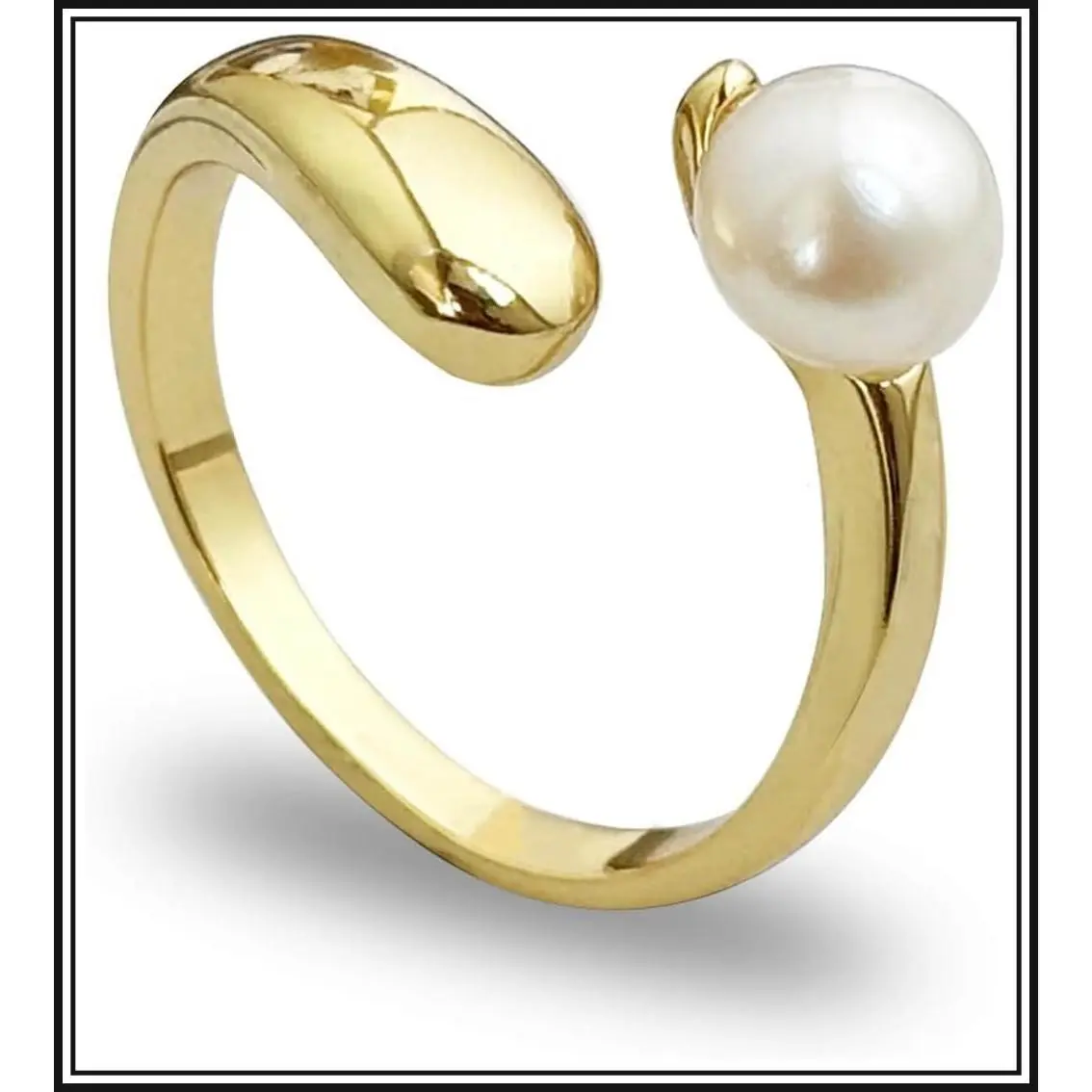 14K Gold & Silver Tone Adjustable June Birthstone Pearl Ring for Women - Fashion Jewelry for Daily Wear & Birthday Gifts