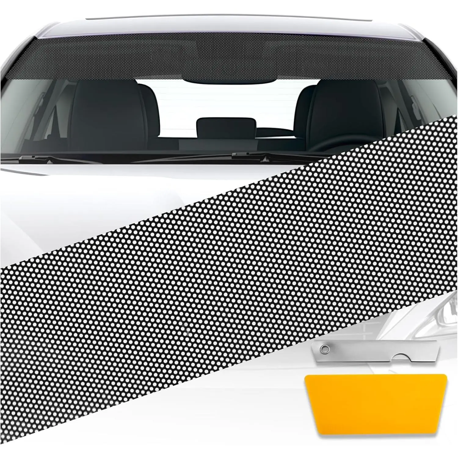 1 Ft*48" Front Windshield Tint Strip,-Way Perforated Sun Strip for  Windshield with  Design,Self Adhesive Anti-Glare Windshields Tint Strips Fronts for Clear Vision (1ft x 48")