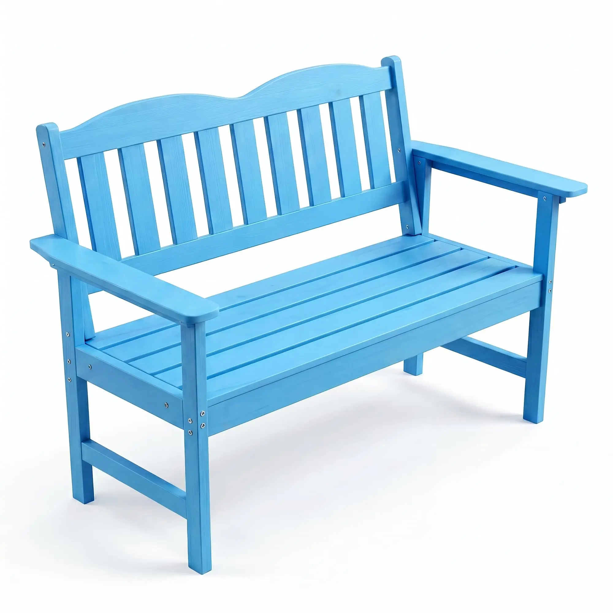 Heavy-Duty 2-Person Poly Lumber Outdoor Bench, 47-in Slatted Patio Loveseat - 800-lb Capacity, Wide Armrests, Weatherproof Seating for Porch, Yard