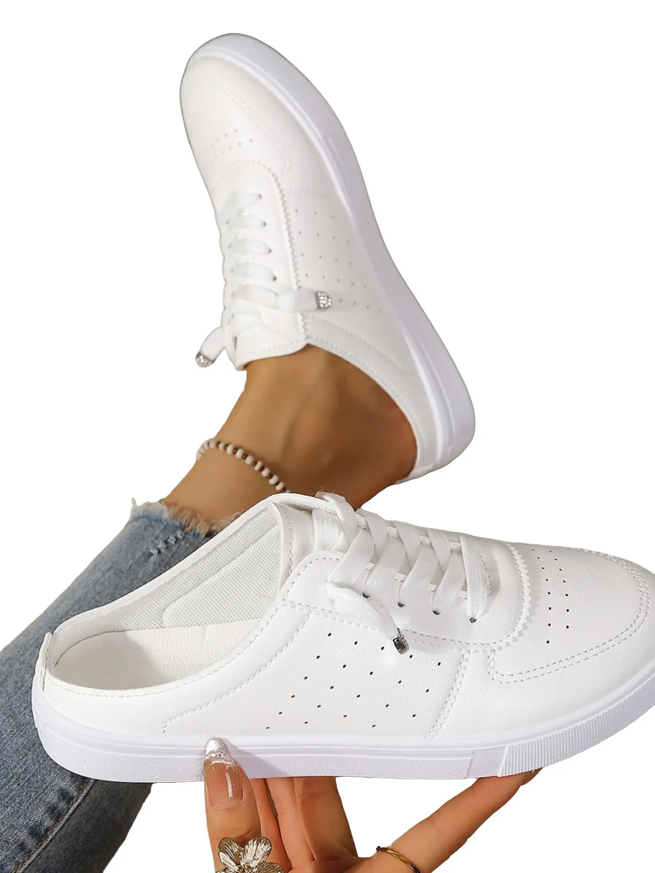 Women's Slip-On Sneakers, Summer Breathable No-Lace Lazy Shoes, Versatile Outdoor Wear, Easy-To-Wear One-Step on Footwear, Casual Low Top Daily Street Shoes