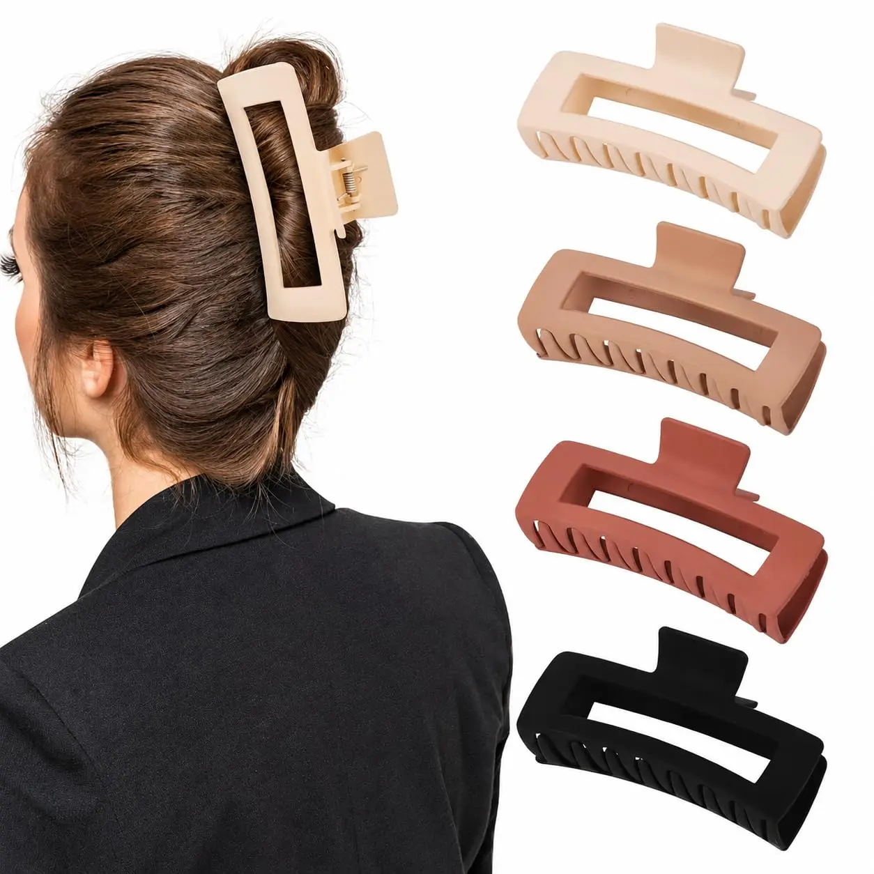 4 Pack 5 Inch  Claw Clips for Thick Hair, Matte Non-slip XL Big Claw Clips for Long Thick Curly Hair,  Claw Clip Hair Accessories for Women and Girls