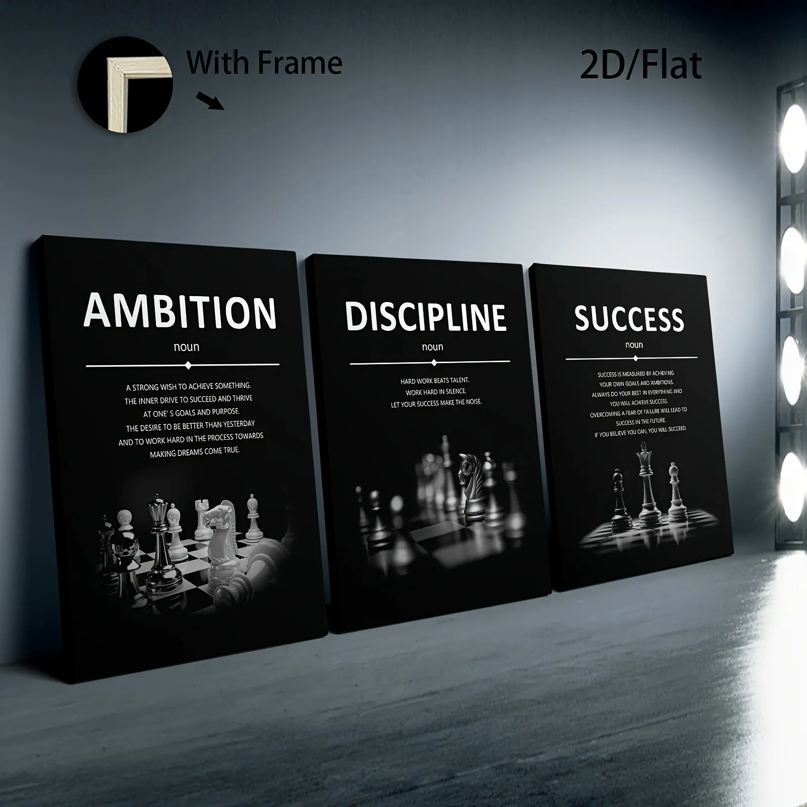 3-Piece Motivational Canvas Wall Art Set - Inspirational Quotes Framed Print, Modern Aesthetic Decor for Bedroom, Living Room, Hallway & Office Holiday Gifts
