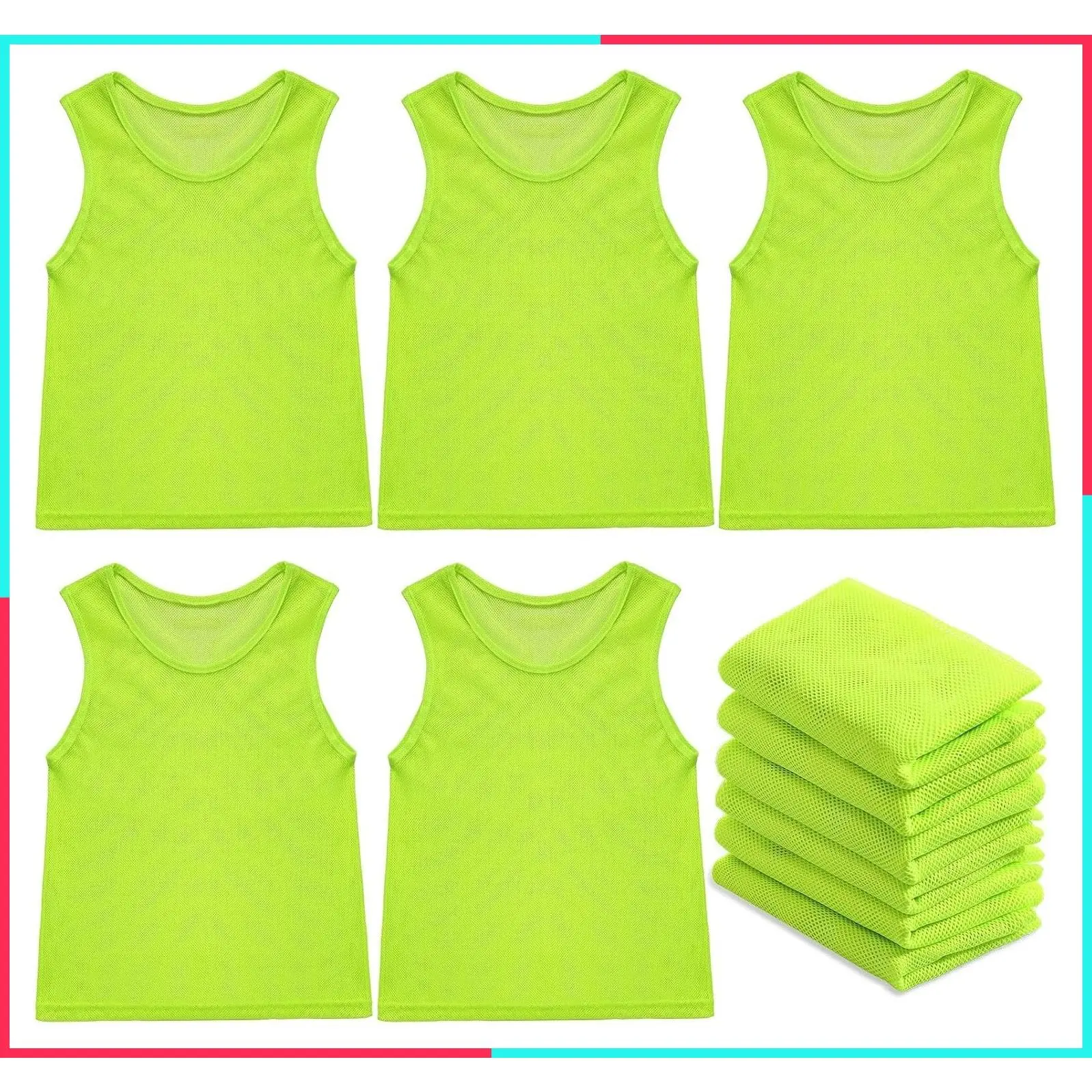 12 Pack Soccer Pinnies Pennies for Youth Adults - Breathable Scrimmage Vests, Lightweight Mesh Practice Jerseys for Team Sports, Sleeveless Training Bibs