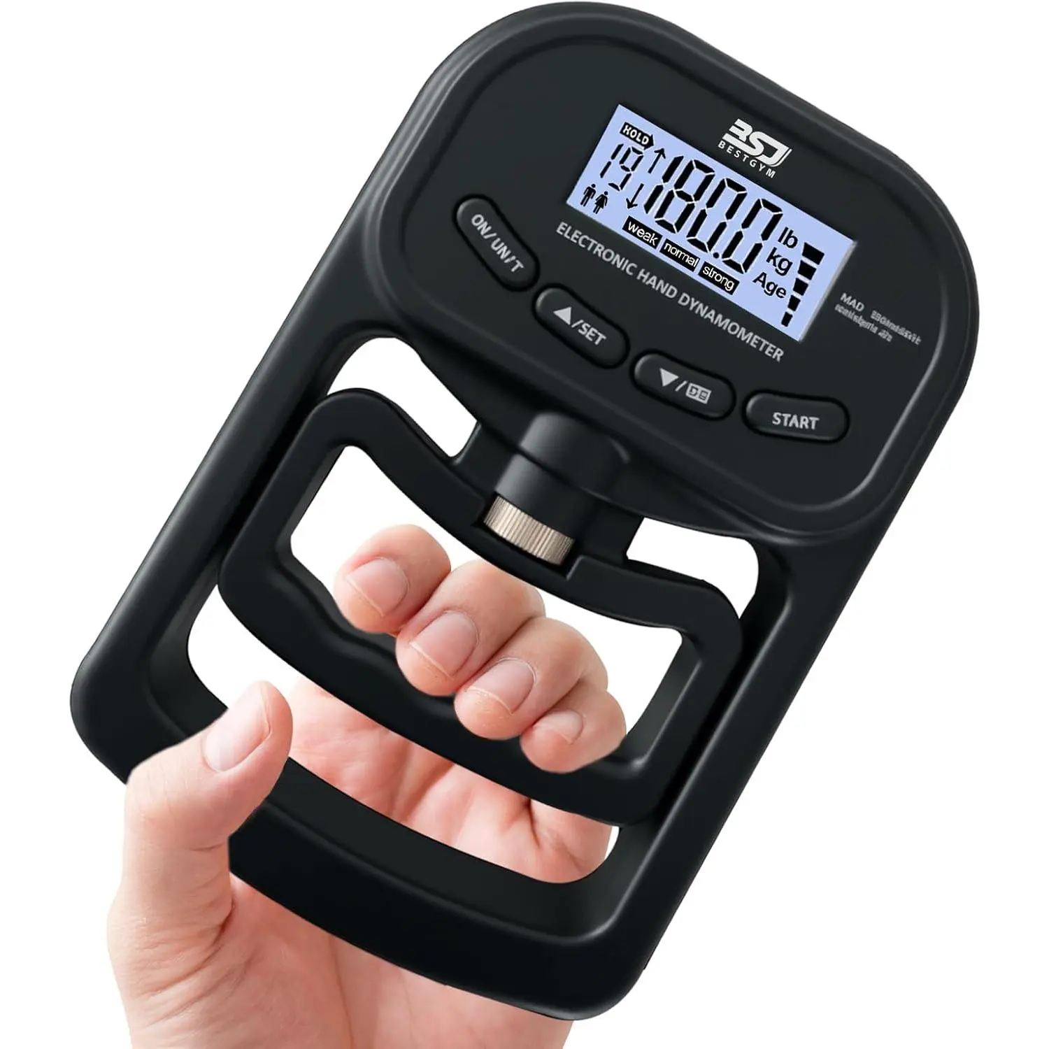 Hand Grip Strength Tester Trainer, 396lbs/180kg Hand Grip Dynamometer with LCD Display, Ideal Sports, School, and Home Use