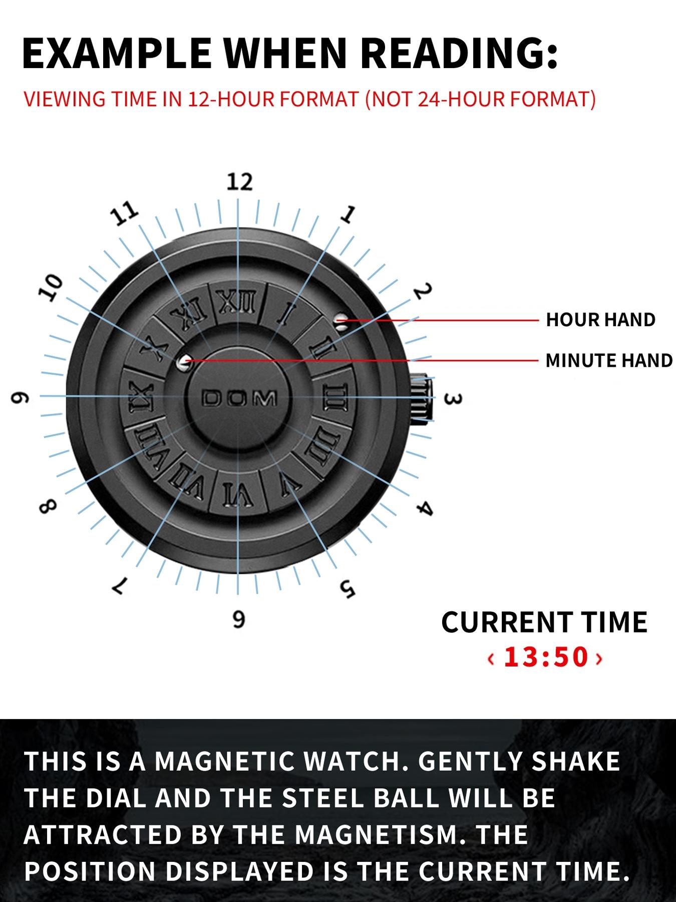 Men's Punk Style Magnetic Stainless Steel Strap Casual Water Resistant Round Dial Quartz Watch, Stainless Steel Wristwatch, Casual Trendy Analog Watch, Fashionable Watch for Daily & Party As Gift