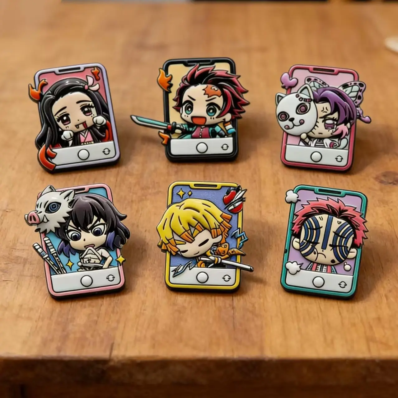 Set of 3 Demon Slayer Anime Brooches – Cartoon Chibi-Style Badges