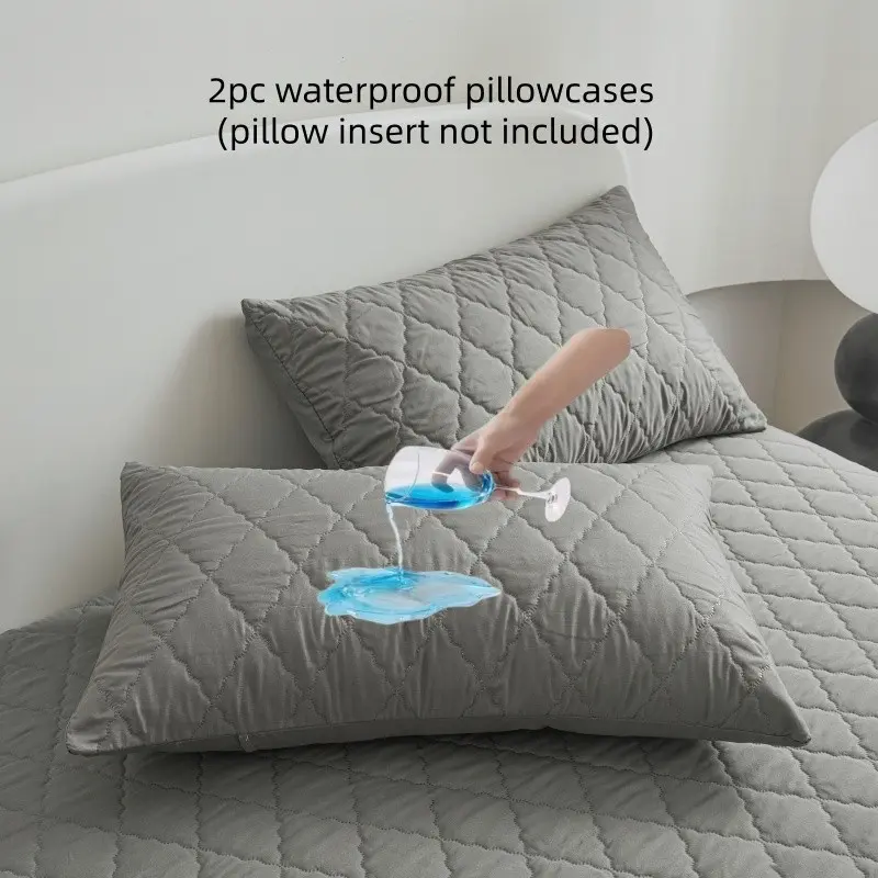2pc Waterproof Pillowcase Set, All-Season Pillow Protector, Multiple Sizes Available, Stain-Resistant, Home & Dorm Use