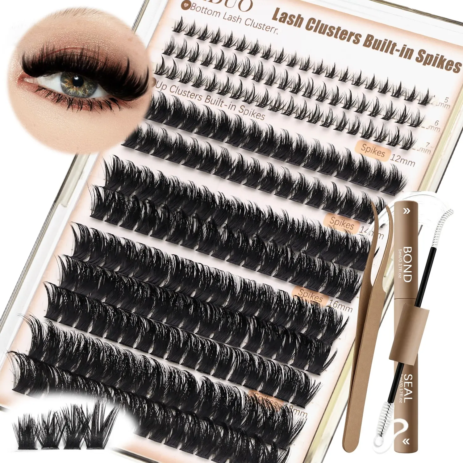 YIDUO Volume Manga Lash Clusters With Spikes Wispy Cluster Eyelash Extensions Fluffy Anime Eyelashes Clusters with Bottom Lashes Clusters Fairy Individual Lash Extension (D Curve 12-18mm 213 pieces)