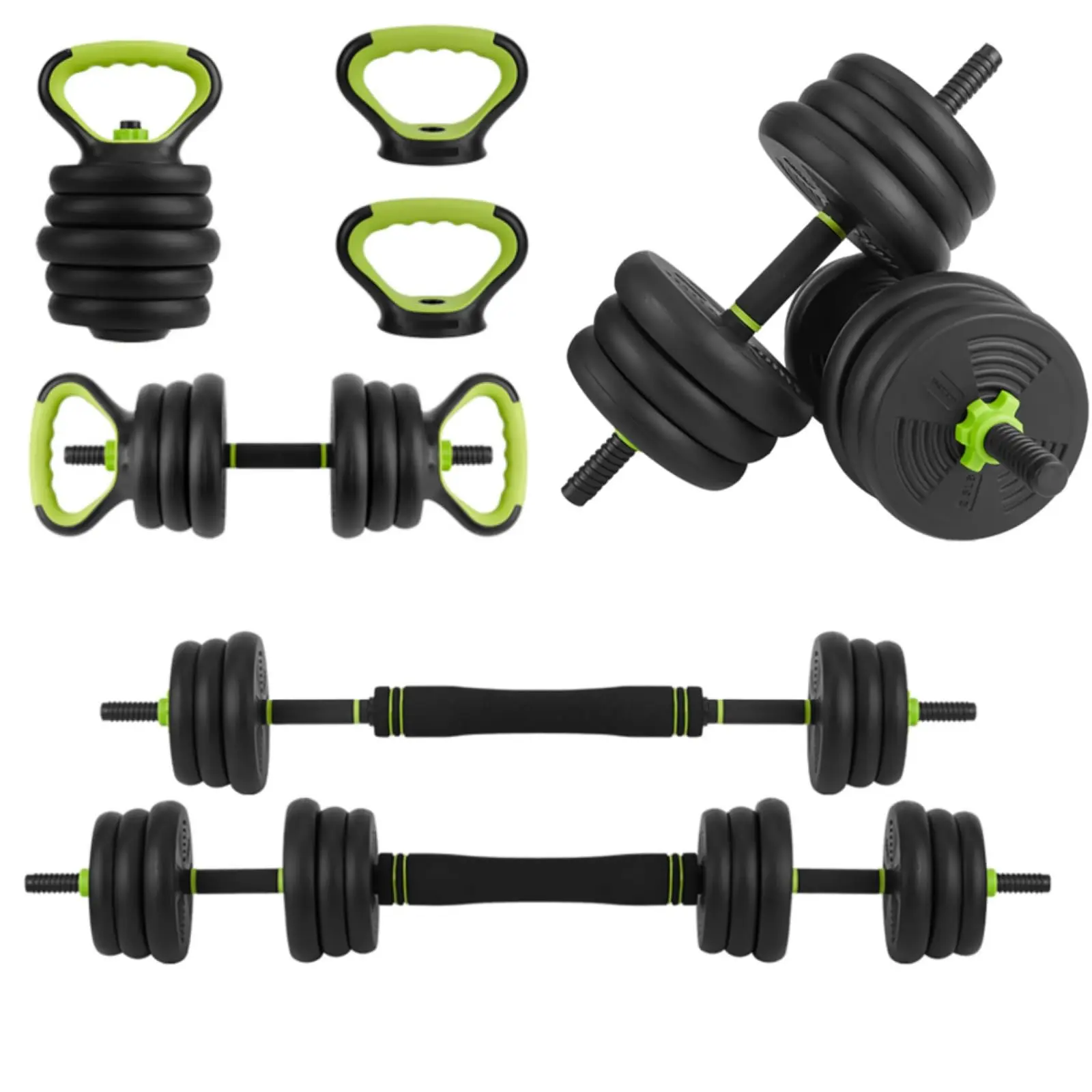 4-In-1 Adjustable Weights Dumbbell Set, 44 Lbs Weight Set with Connector Used As Kettlebells, Barbell, Push Up Stand, Fitness Exercise Dumbbell, Free Weight Set for Home Gym