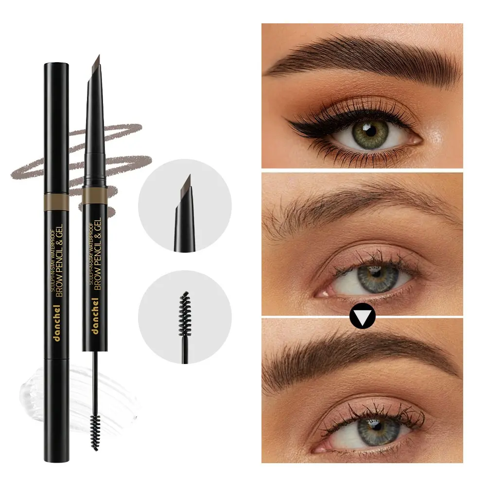 2-in-1 eyebrow pencil and gel, waterproof and smudge-resistant eyeliner, long-lasting color with well-defined natural brows, brow setting gel, suitable for all makeup looks, My Brow Pencil