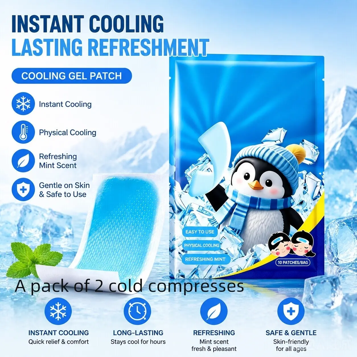 Cooling Ice Patch for Summer, Portable Heat Relief Cold Gel Pad, Phone Cooling Patches, Indoor Outdoor Use, Refreshing and Comfortable