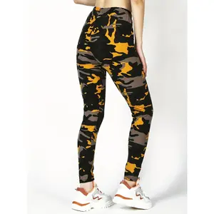 High-Waisted Camo Print Tummy Control Leggings - Camouflage Pants (Green/Brown/Beige) |   All-Season Gym, Outdoor & Casual Wear |   Machine Washable Black Camo Bottoms with Full-Length Coverage & Camo Face-Masking Design