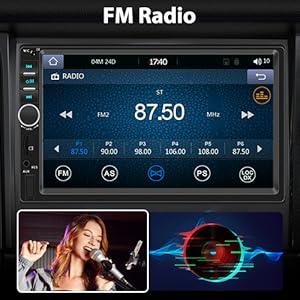 7 Inch Apple Carplay 2 Din Car Radio with Android Auto Bluetooth Handsfree Touchscreen Car Radio with Mirror Link FM/USB/AUX/EQ/TF/AUX/SWC + Rear Camera+Microphone