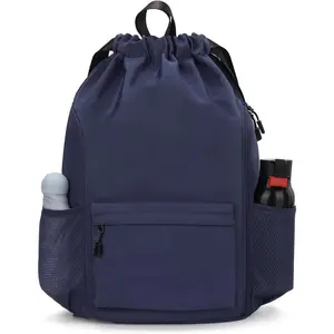 Waterproof Drawstring Gym Backpack Bag for Men & Women,Sports Gym Bag with Side Pocket Orange(Gift)