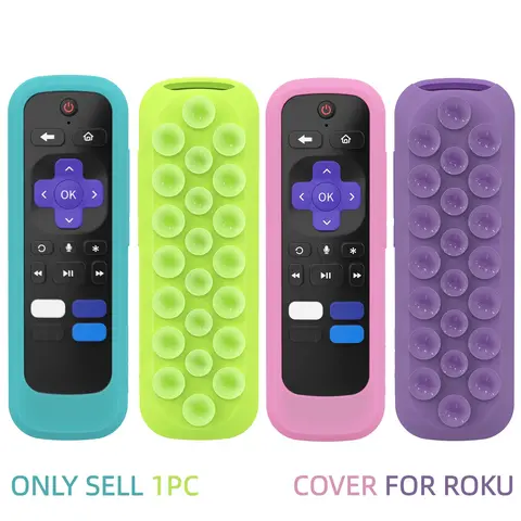 1pc Silicone Remote Control Cover for Roku TV Remote, Glow-in-the-Dark, Replacement Cover, Durable, Reusable Remote Case with Suction Cup for Roku Express 4K+ Streaming Stick 4K Streambar Simple/Voice Remote(Not for Pro/Ultra)