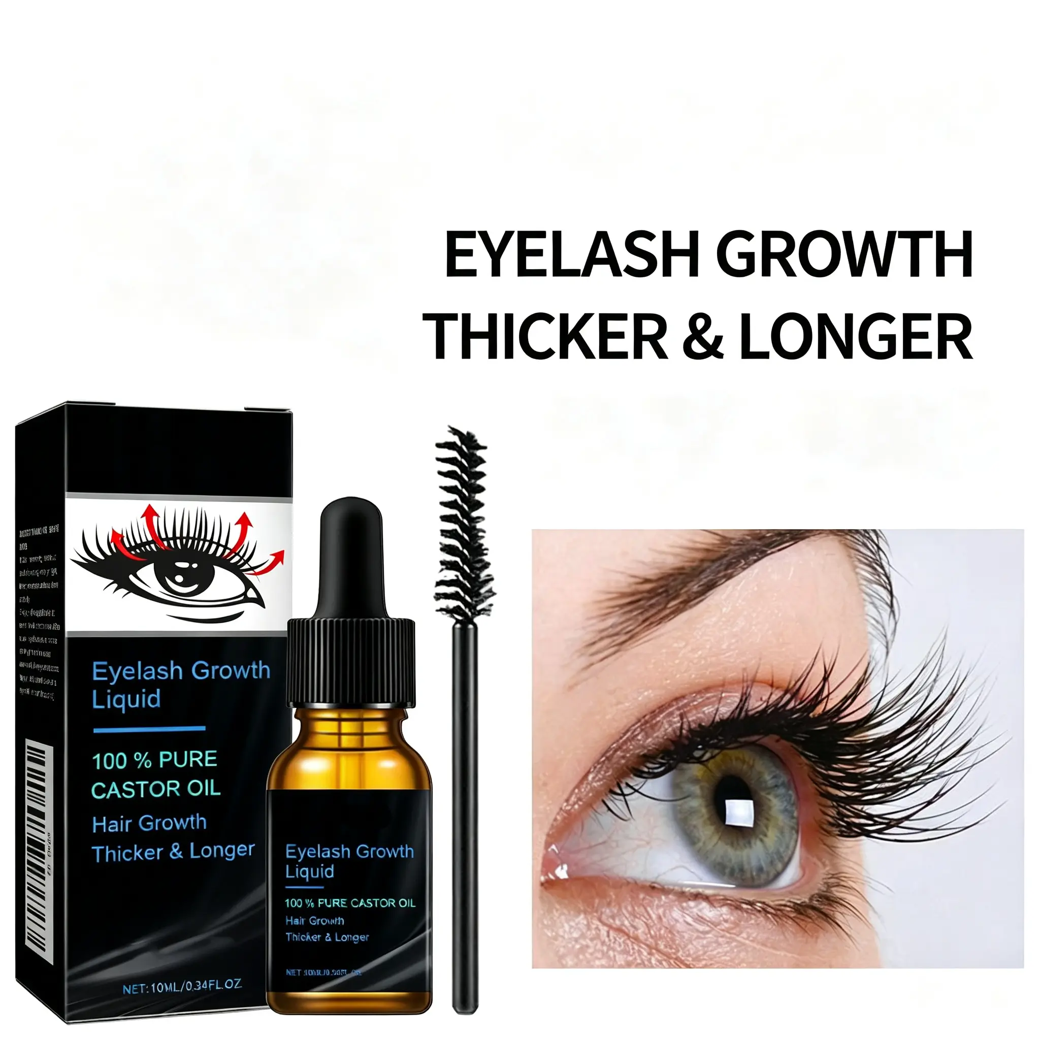 Natural Castor Oil Mascara - Daily Gentle Moisturizing Treatment for Eyelash Curl
