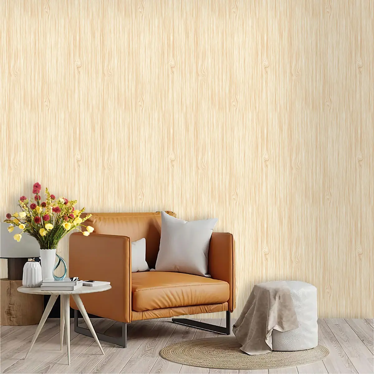 Light Wood Grain Wallpaper, PVC Mould-Proof, Peel-And-Stick, Ideal for Kitchen/living Room/bedroom, Large Area Wall Decoration
