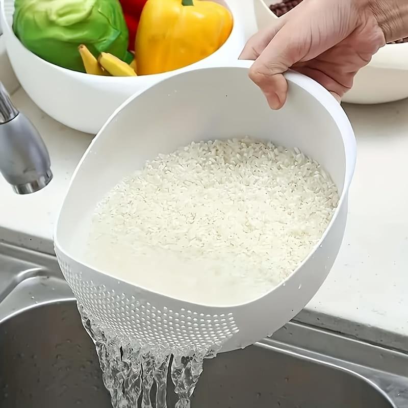 1pc Multifunctional Large Colander with Extra-large Capacity and Drainage Design, Perfect for Quickly Draining Rice, Vegetables, and Fruits. Made of Modern Plastic for Long-lasting Durability and Easy Use. Convenient for Quick Access. Ideal for Both