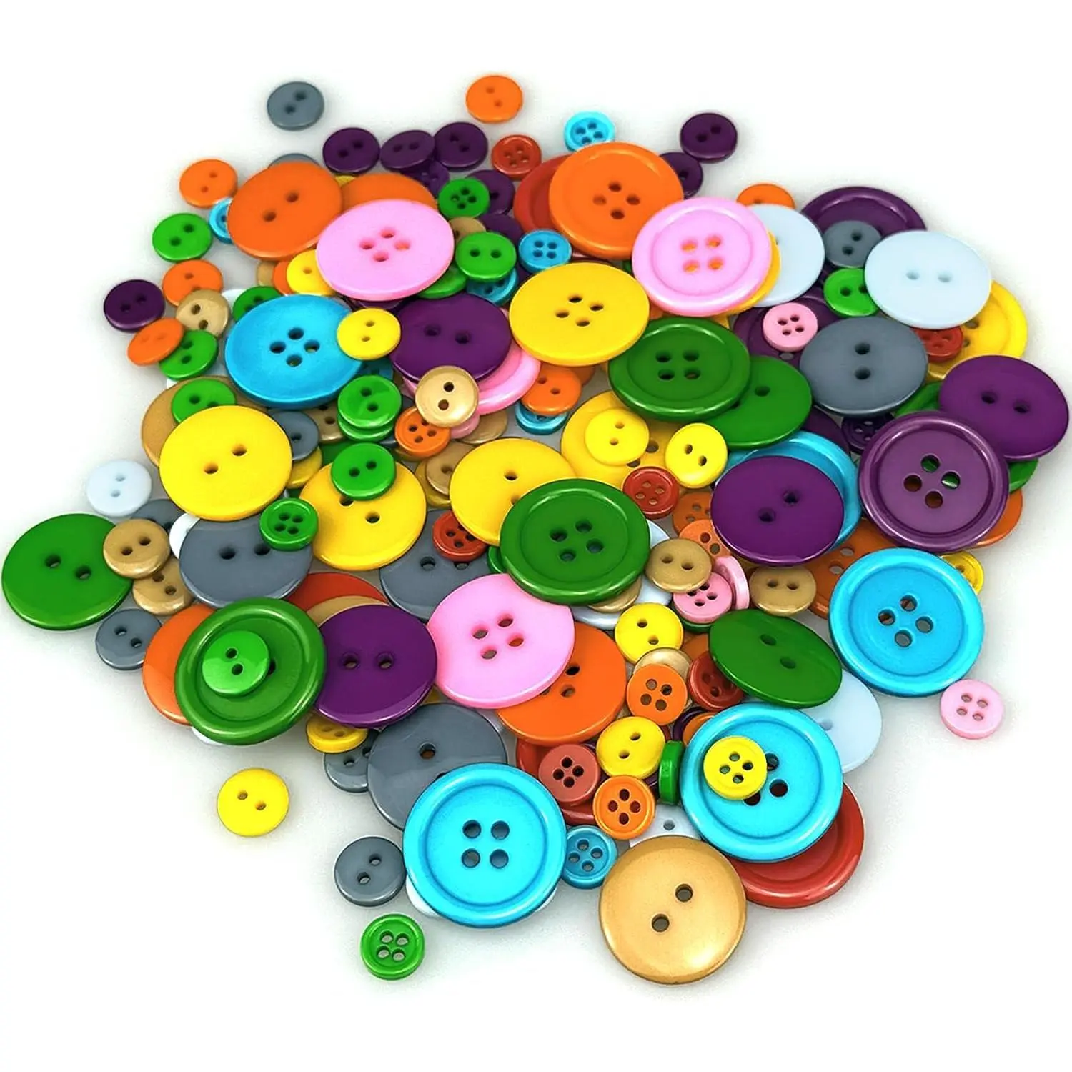 Sizes Colorful  Buttons 2 and 4 Holes Round Craft Buttons for Sewing DIY Crafts, Manual Cute Button Painting DIY  Ornament,   Color Button