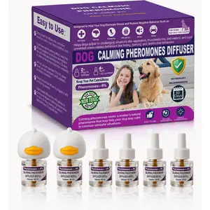Dog Calming Pheromones Diffuser & 6 in 1 Kit Appeasing Dog Pheromone Diffuser Kit to Calm (2 Plug in+4 x48ml Refill) Calming Diffuser for Dog Reduce Anxiety Fighting Barking Stress 120 Day Supply