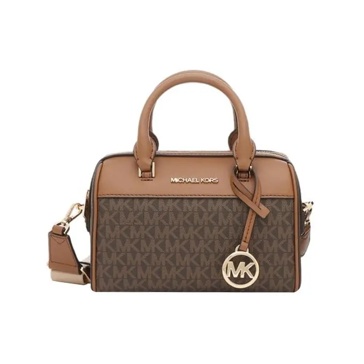 Michael Kors MK Jet Set Travel Boston Bag for Women – Classic Monogram Style in Brown