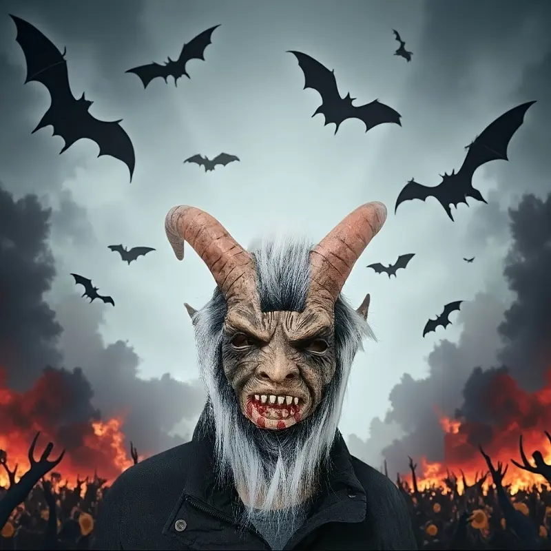 Realistic Spooky Halloween Lucifer Latex Mask Comfortable Head Cover For Cosplay Halloween Costume Parties Haunted House Decorations And Prank Props For Horror Themed Events