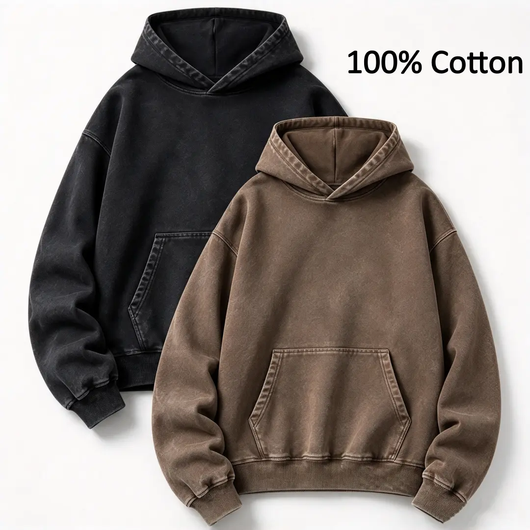 Vintage Washed 100% Cotton Hoodie, Unisex Soft Couple Hoodie, Casual Streetwear Pullover Sweatshirt with Kangaroo Pocket