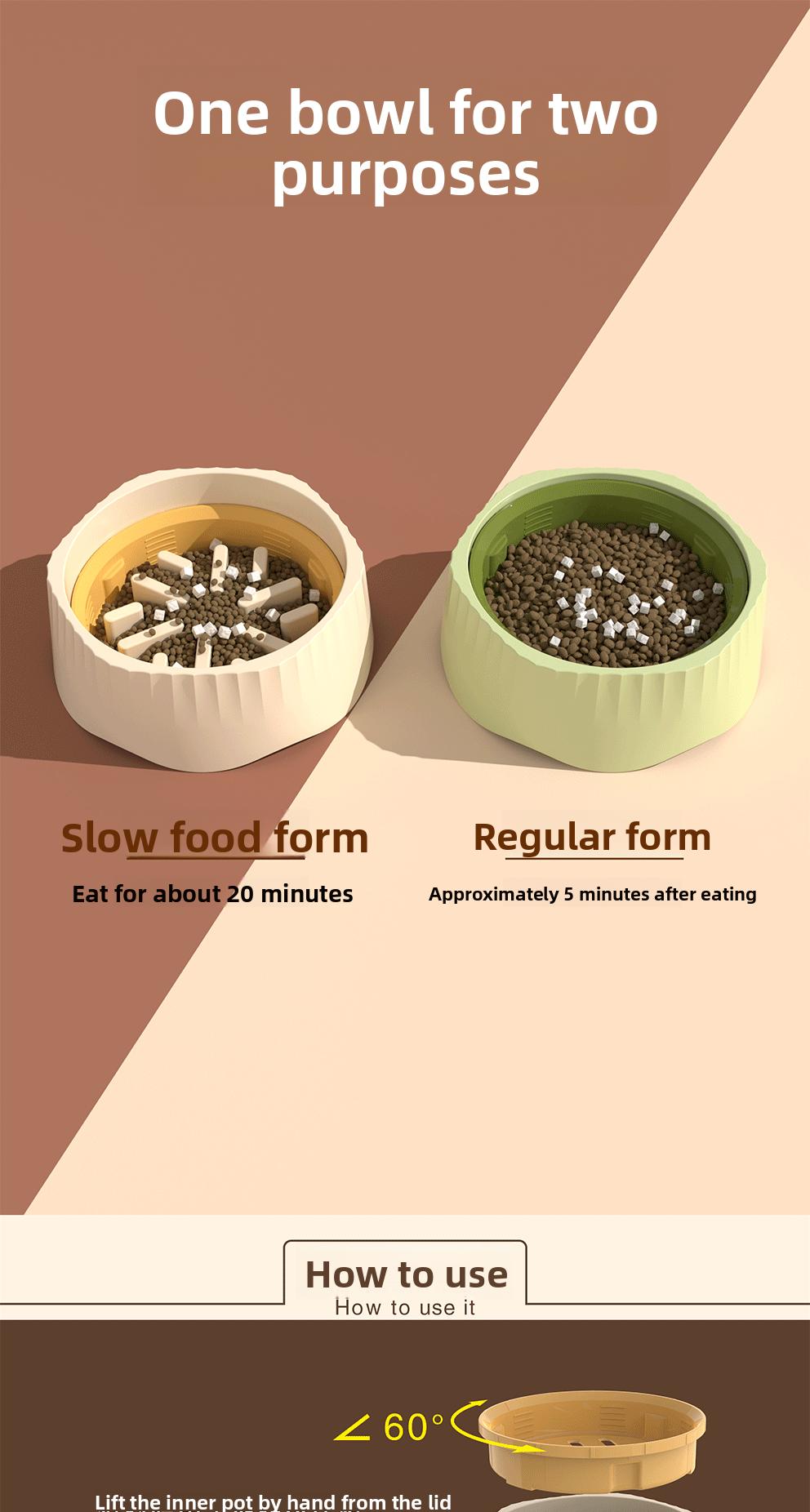 Slow Feeder Dog Bowl Cat Bowl Anti Choke Interactive Dog Bowls with Non Slip Base Anti Tip for Pet Eating Training Multiple Use