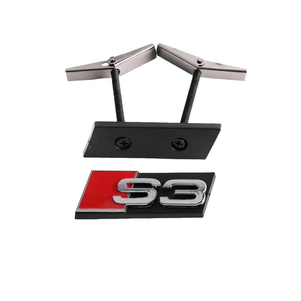 3D ABS Chrome Black Logo S3-S8 Emblem Honeycomb Car Front Grille Badge Accessories, Vehicle Exterior Decoration For AUDI Quattro RS Sline A1-A8 Q1-Q8 RS3-RS8 SQ3-SQ8 RSQ3 RSQ5 RSQ7 RSQ8